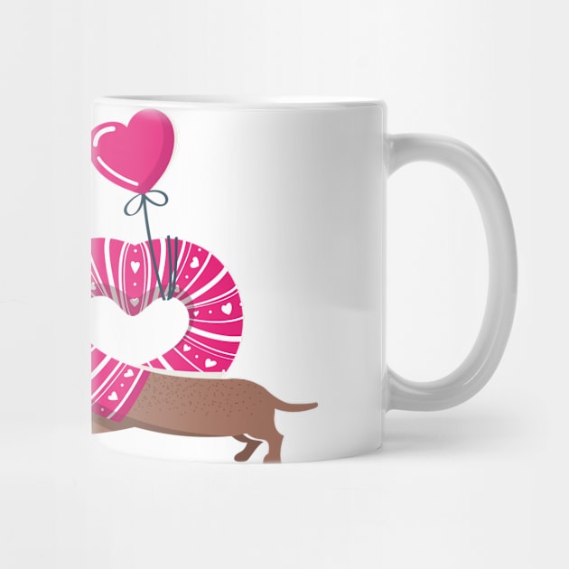 Dachshunds long love // fuchsia pink hearts scarves sweaters and other Valentine's Day details brown funny weiner dog puppy Scale + Placement Primary Tag by SelmaCardoso